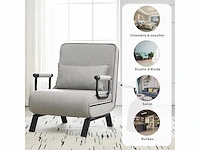 Omschakelbaar 1-zitter fauteuilbed, slaapbank, 184 x 60 cm, lichtgrijs - afbeelding 8 van  9
