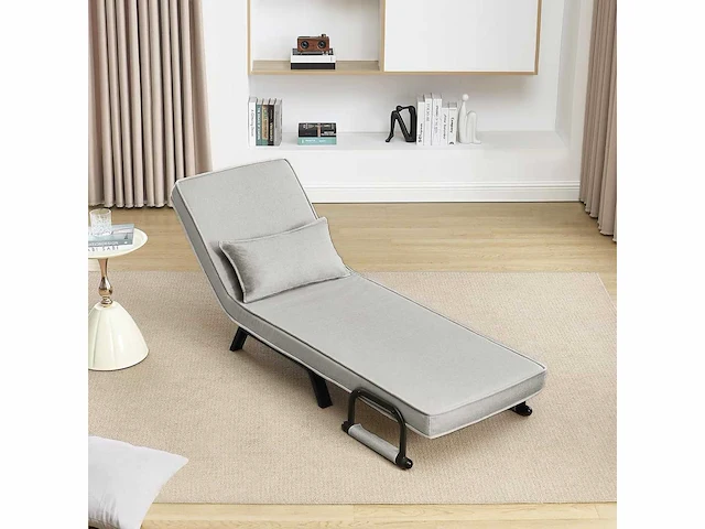 Omschakelbaar 1-zitter fauteuilbed, slaapbank, 184 x 60 cm, lichtgrijs - afbeelding 9 van  9