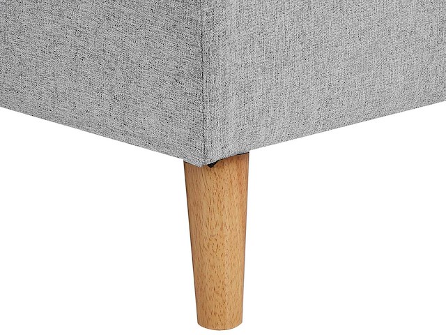 Omzetbare en omkeerbare hoekbank van lichtgrijze stof met opbergdoos - afbeelding 5 van  7