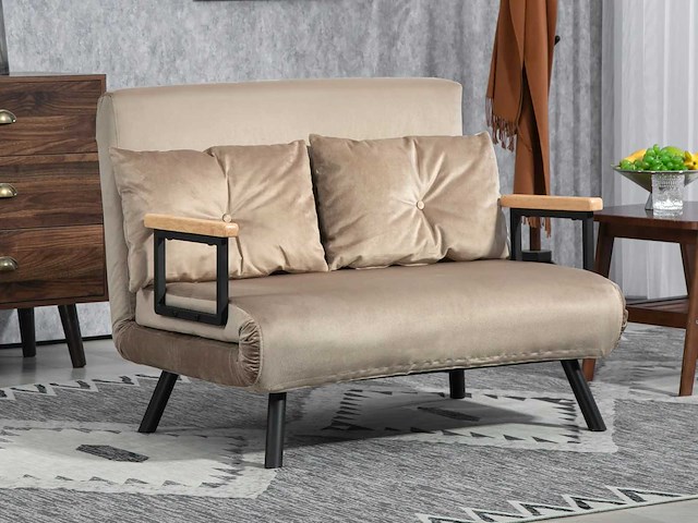 Omzetbare fauteuil, extra bed, houten armleuningen - afbeelding 1 van  5