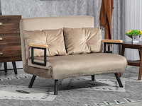 Omzetbare fauteuil, extra bed, houten armleuningen