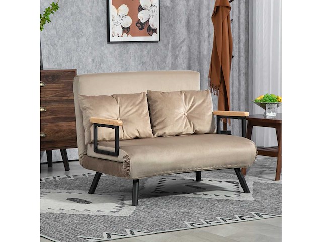 Omzetbare fauteuil, extra bed, houten armleuningen - afbeelding 2 van  5