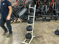 Onbekend 5x medicine ball met rek krachtstation