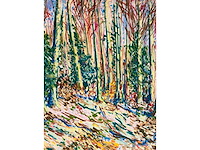 Onbekende meester (mongram jv) - boszicht - pastel - topwerk - afbeelding 3 van  16