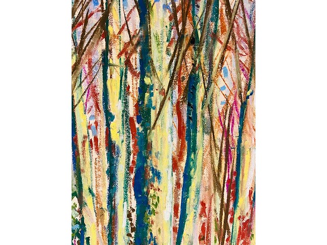 Onbekende meester (mongram jv) - boszicht - pastel - topwerk - afbeelding 6 van  16