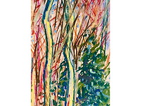 Onbekende meester (mongram jv) - boszicht - pastel - topwerk - afbeelding 7 van  16