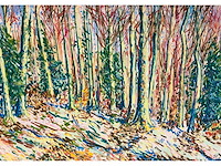 Onbekende meester (mongram jv) - boszicht - pastel - topwerk - afbeelding 1 van  16