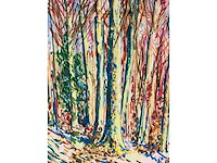 Onbekende meester (mongram jv) - boszicht - pastel - topwerk - afbeelding 11 van  16