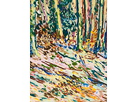 Onbekende meester (mongram jv) - boszicht - pastel - topwerk - afbeelding 14 van  16