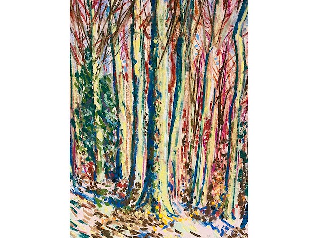 Onbekende meester (mongram jv) - boszicht - pastel - topwerk - afbeelding 16 van  16