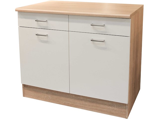 Onderkast keuken andy | 100 x 60 x 90 cm | oak white-design - afbeelding 1 van  4