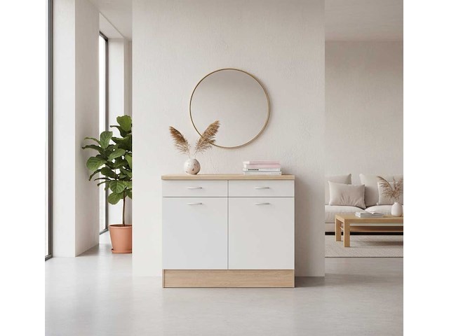 Onderkast keuken andy | 100 x 60 x 90 cm | oak white-design - afbeelding 4 van  4
