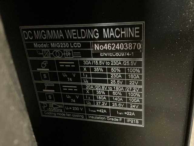 One-welding free inverter dc mig/mma 230lcd mig lasapparaat - afbeelding 6 van  7