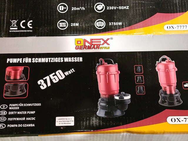Onex vuilwaterpomp 20 kuub - afbeelding 1 van  7