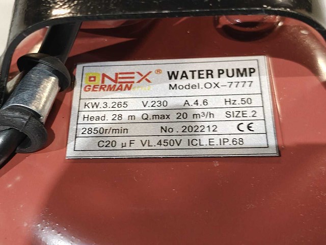 Onex vuilwaterpomp 20 kuub - afbeelding 5 van  10