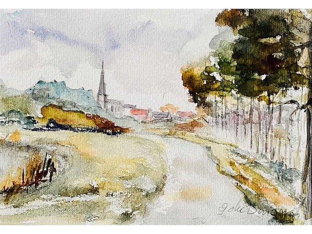 Onleesbaar getekend - aquarel - ingelijst - afbeelding 1 van  10
