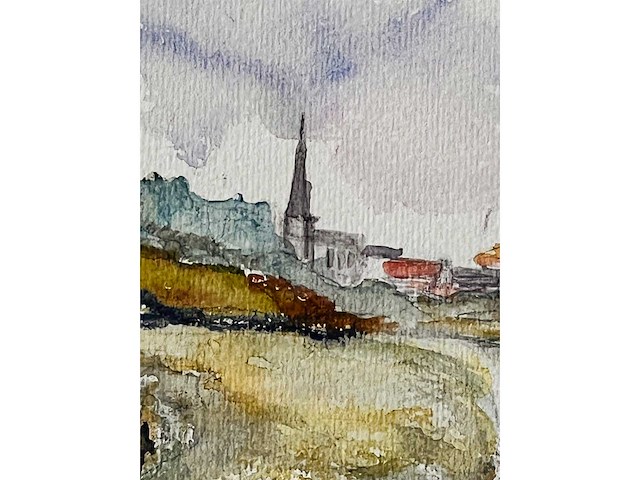 Onleesbaar getekend - aquarel - ingelijst - afbeelding 2 van  10
