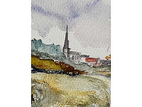 Onleesbaar getekend - aquarel - ingelijst - afbeelding 2 van  10