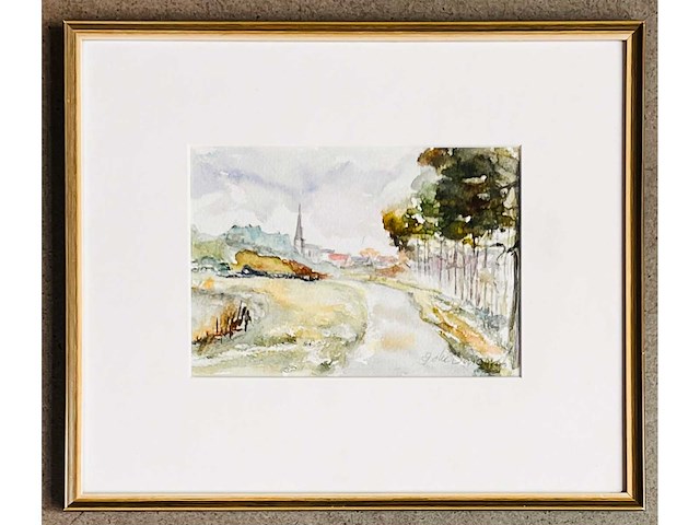 Onleesbaar getekend - aquarel - ingelijst - afbeelding 3 van  10