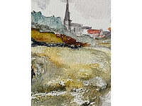 Onleesbaar getekend - aquarel - ingelijst - afbeelding 6 van  10