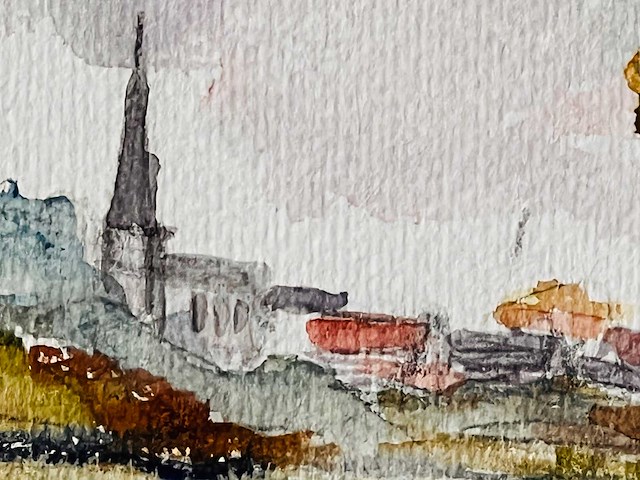 Onleesbaar getekend - aquarel - ingelijst - afbeelding 7 van  10