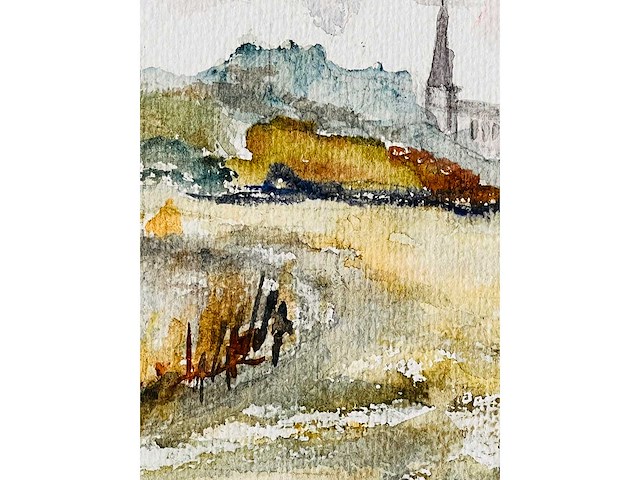 Onleesbaar getekend - aquarel - ingelijst - afbeelding 9 van  10