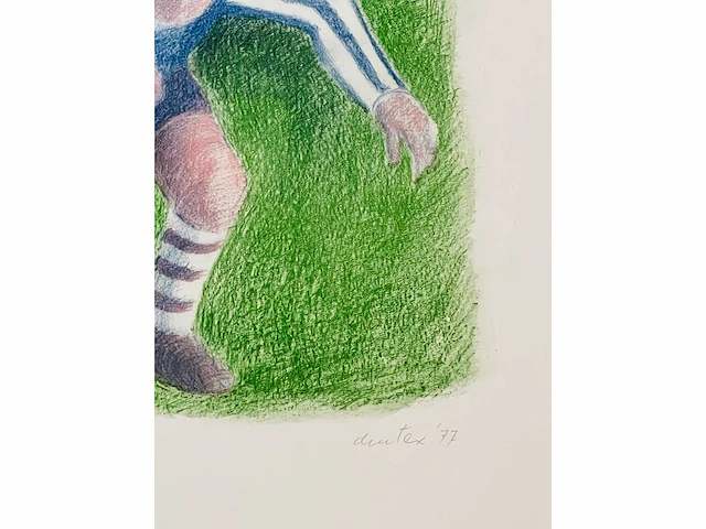 Onleesbaar getekend - 'voet-ballet' - kleurenzeefdruk - afbeelding 2 van  11