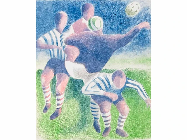 Onleesbaar getekend - 'voet-ballet' - kleurenzeefdruk - afbeelding 1 van  11