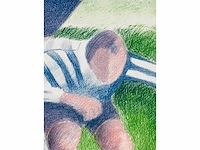 Onleesbaar getekend - 'voet-ballet' - kleurenzeefdruk - afbeelding 10 van  11