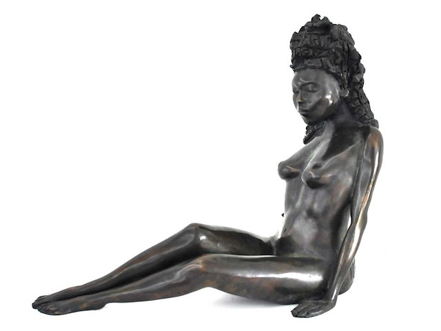 Onleesbaar getekend ig - bronzen sculptuur - afbeelding 3 van  8