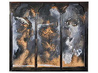 Onleesbaar signatuur - 3 gratiën - gemengde techniek - 126x141 cm - afbeelding 1 van  14