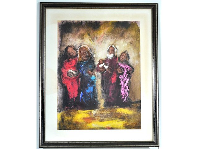 Onleesbaar signatuur - gemengde techniek - acryl op papier - afbeelding 2 van  7