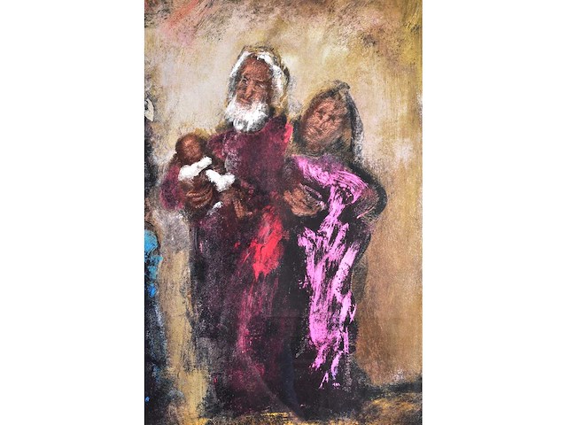 Onleesbaar signatuur - gemengde techniek - acryl op papier - afbeelding 2 van  2