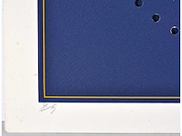 Onleesbaar signatuur - geometrich abstract, met perforaties - zeefdruk - afbeelding 4 van  6