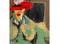 Onleesbaar signatuur - pop art lady - collage en acryl op paneel - 52,5x52 cm - 1990 - afbeelding 1 van  1