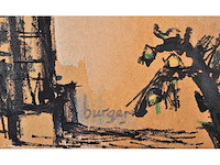 Onleesbaar signatuur - stadszicht - gemengde techniek - afbeelding 2 van  8