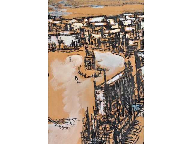 Onleesbaar signatuur - stadszicht - gemengde techniek - afbeelding 4 van  8