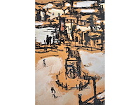 Onleesbaar signatuur - stadszicht - gemengde techniek - afbeelding 5 van  8