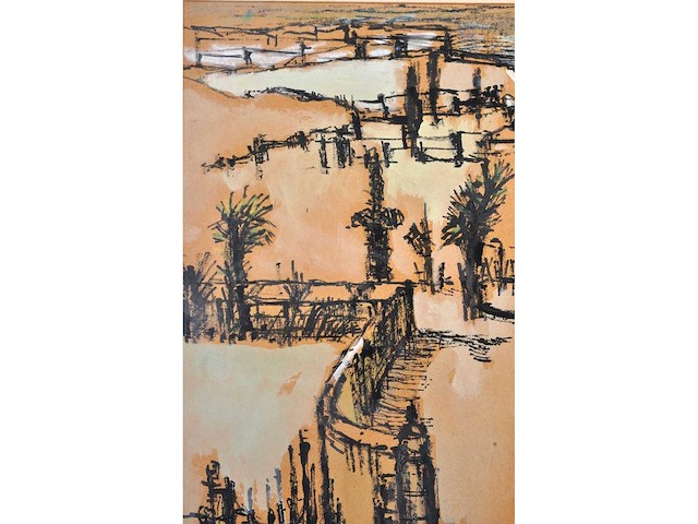 Onleesbaar signatuur - stadszicht - gemengde techniek - afbeelding 7 van  8