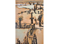 Onleesbaar signatuur - stadszicht - gemengde techniek - afbeelding 7 van  8