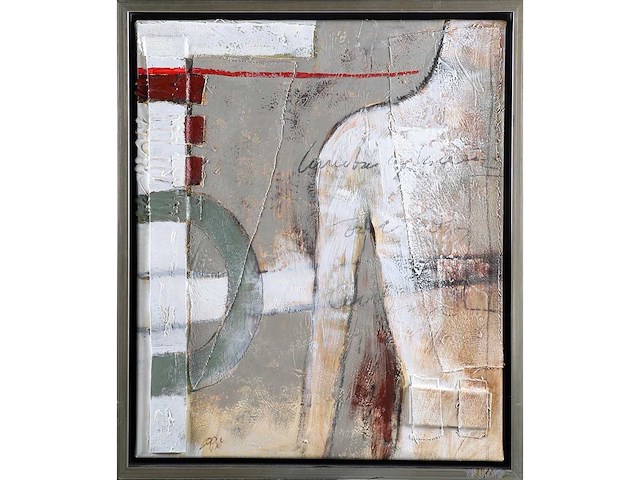 Onleesbaar signatuur - tweeluik - gemengde techniek op doek - afbeelding 3 van  6