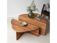 Onregelmatig gevormde houten salontafel - kastanje - afbeelding 3 van  7