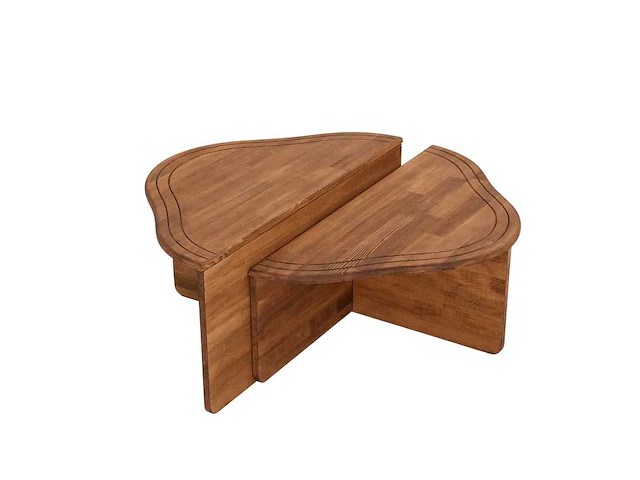 Onregelmatig gevormde houten salontafel - kastanje - afbeelding 6 van  7