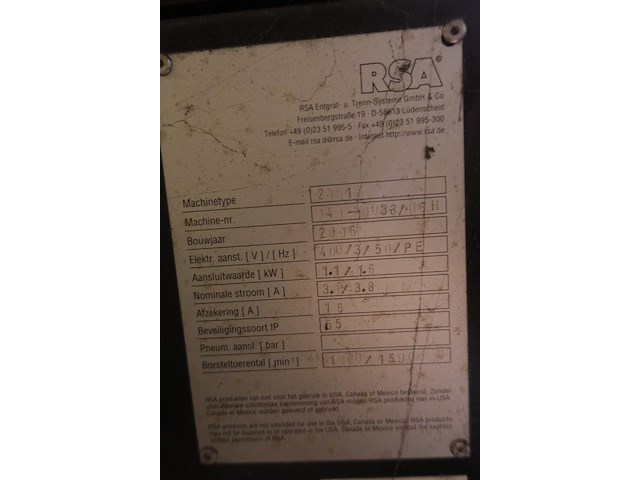 Ontbraammachine rsa entgrat gmbh & co - afbeelding 8 van  8