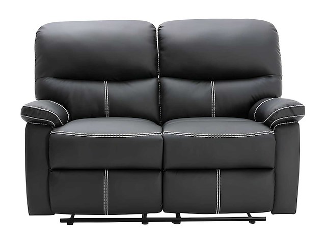 Ontspan 2-zits bank in zwarte imitatie - afbeelding 2 van  7