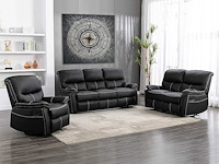 Ontspan 2-zits bank in zwarte imitatie - afbeelding 6 van  7