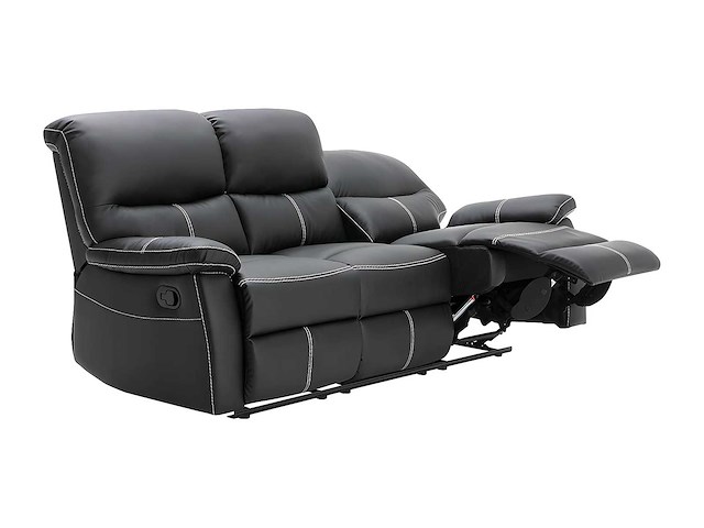 Ontspan een 3-zitter bank in zwarte imitatie - afbeelding 4 van  5