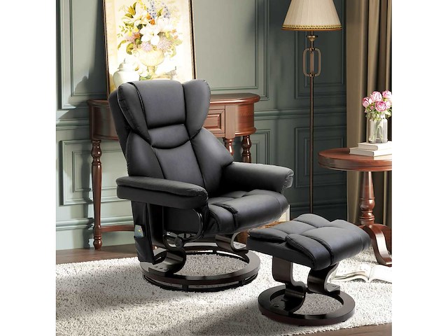Ontspan fauteuil met massagefunctie, voetsteun, leunfunctie, kunstleer - afbeelding 2 van  8