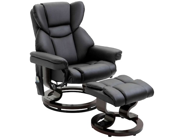 Ontspan fauteuil met massagefunctie, voetsteun, leunfunctie, kunstleer - afbeelding 7 van  8