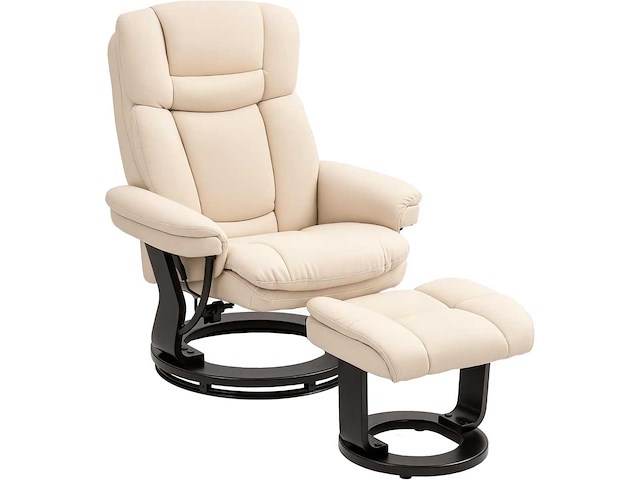 Ontspan fauteuil met poef, 360° draaibare tv-fauteuil - afbeelding 7 van  14